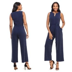 London Times Jumpsuit Metallic Sparkle Navy